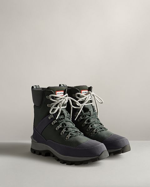 Green / Navy Hunter Insulated Recycled Polyester Commando Men's Winter Boots | NZ-97065