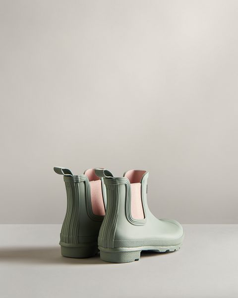 Green / Pink Hunter Original Women's Chelsea Boots | NZ-29068