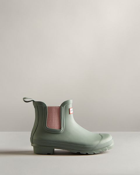 Green / Pink Hunter Original Women\'s Chelsea Boots | NZ-29068