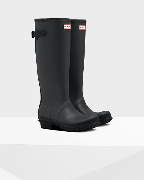 Grey / Black Hunter Tall Back Adjustable Women's Rain Boots | NZ-27308