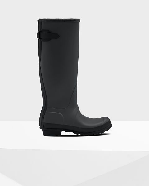 Grey / Black Hunter Tall Back Adjustable Women\'s Rain Boots | NZ-27308