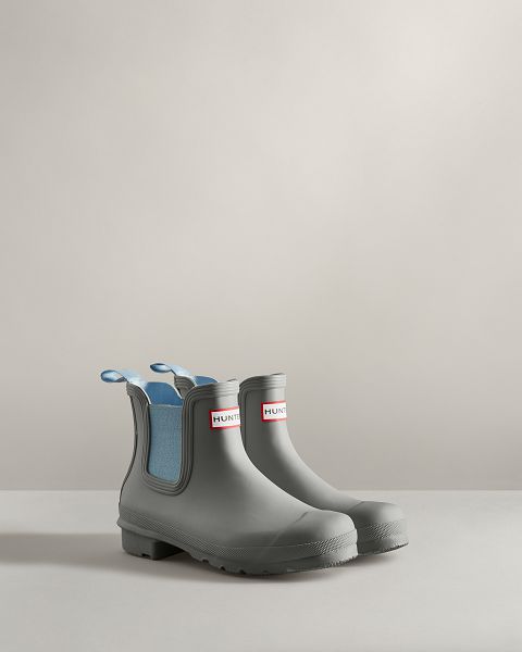 Grey / Blue Hunter Original Women's Chelsea Boots | NZ-32157