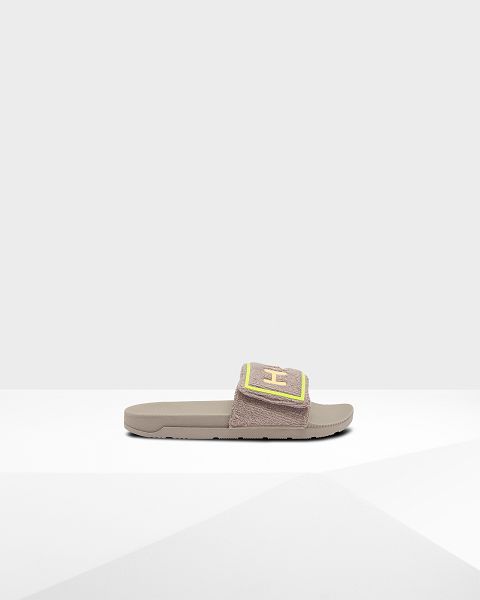 Grey Hunter Terry Towelling Logo Adjustable Men's Slides | NZ-10938