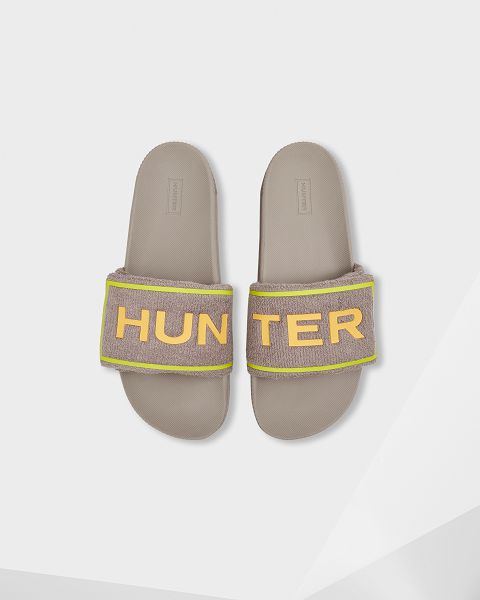 Grey Hunter Terry Towelling Logo Adjustable Men\'s Slides | NZ-10938