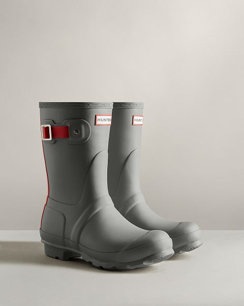 Grey / Red Hunter Short Insulated Women's Winter Boots | NZ-10735