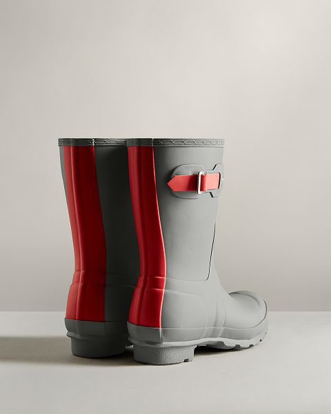 Grey / Red Hunter Short Insulated Women's Winter Boots | NZ-10735