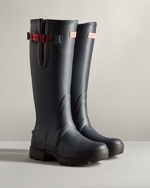 Navy Hunter Balmoral Adjustable 3mm Neoprene Women's Rain Boots | NZ-61890