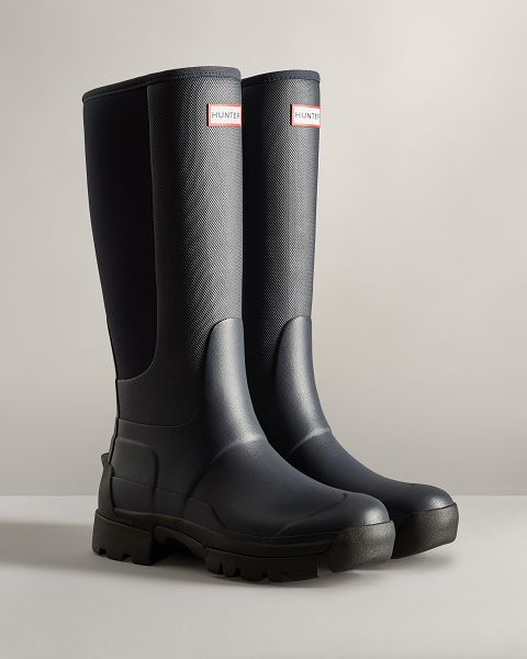 Navy Hunter Balmoral Field Hybrid Tall Women's Rain Boots | NZ-97102