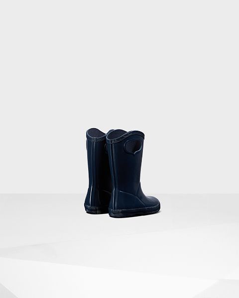 Navy Hunter First Classic Grab Handle Gloss Kids' Rain Boots | NZ-71456