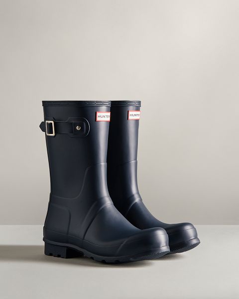 Navy Hunter Original Short Men's Rain Boots | NZ-41537