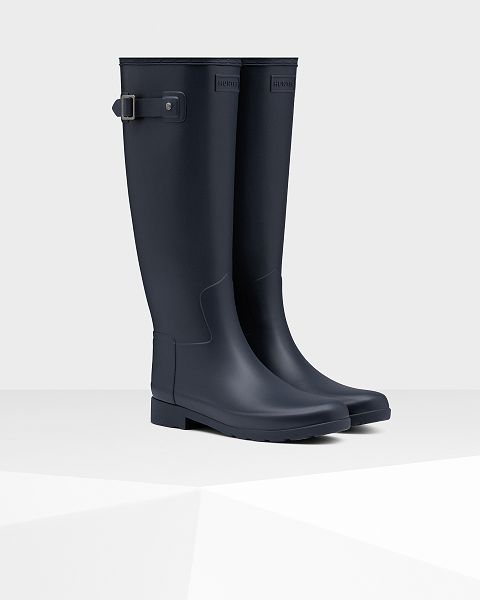 Navy Hunter Refined Slim Fit Tall Women's Rain Boots | NZ-47658