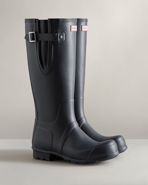 Navy Hunter Tall Side Adjustable Men's Rain Boots | NZ-14928