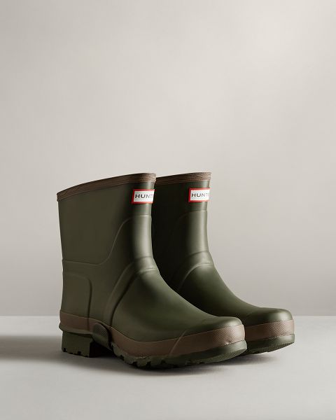 Olive / Green Hunter Gardener Short Men's Rain Boots | NZ-51784