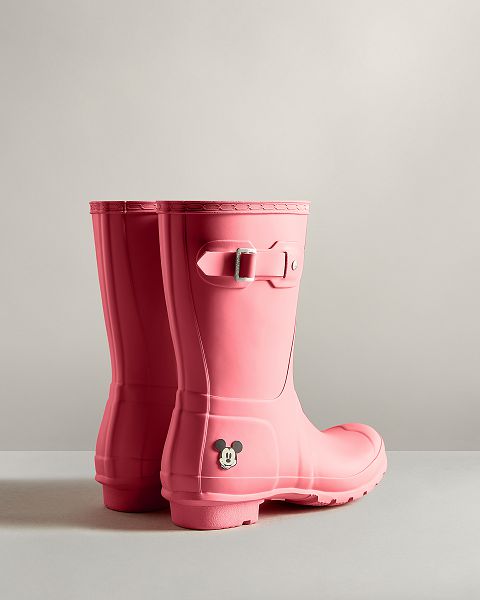 Pink Hunter Disney Short Women's Rain Boots | NZ-75382