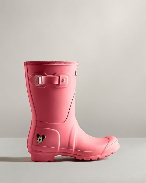 Pink Hunter Disney Short Women\'s Rain Boots | NZ-75382