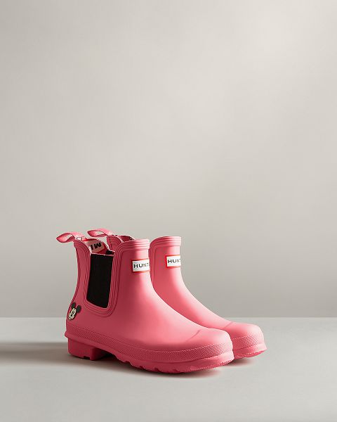 Pink Hunter Disney Women's Chelsea Boots | NZ-42356