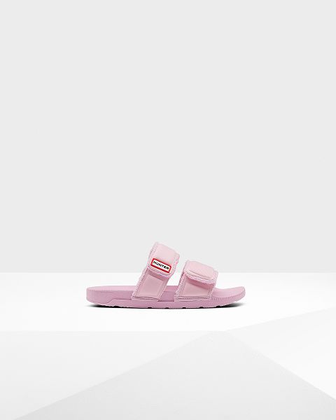 Pink Hunter Double Strap Women's Slides | NZ-50417