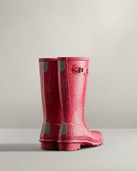 Pink Hunter Giant Glitter Kids' Rain Boots | NZ-73681