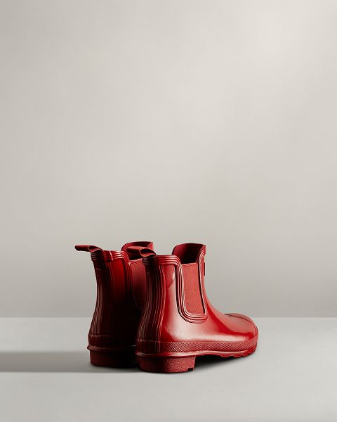 Red Hunter Original Gloss Women's Chelsea Boots | NZ-26507