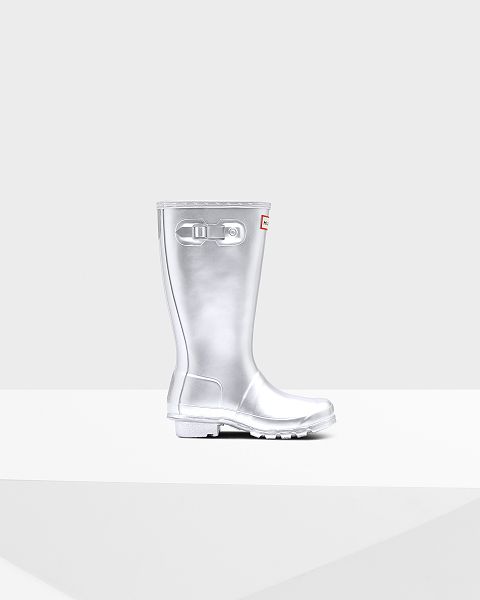 Silver Hunter Metallic Kids\' Rain Boots | NZ-83297