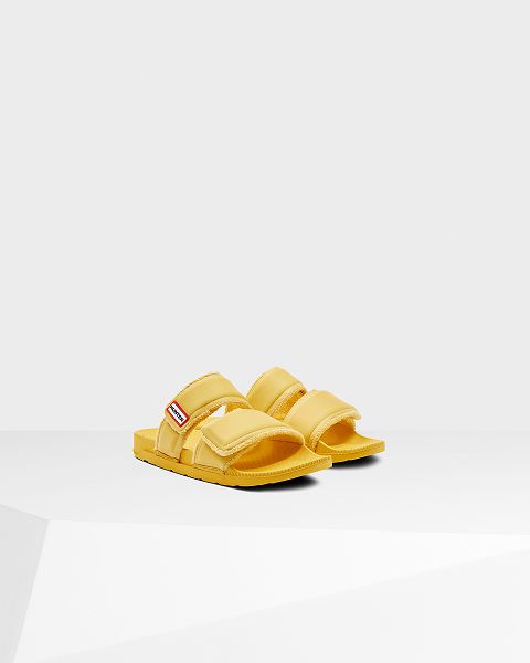 Yellow Hunter Double Strap Women's Slides | NZ-48125