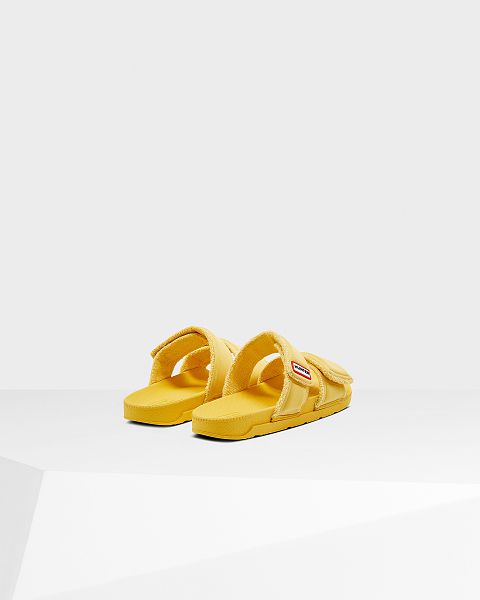 Yellow Hunter Double Strap Women's Slides | NZ-48125