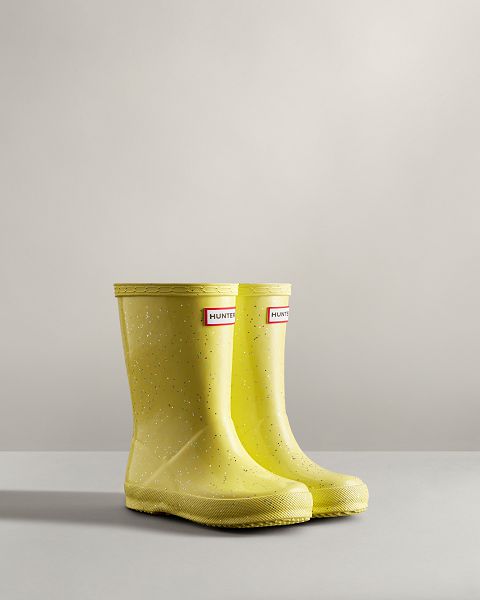 Yellow Hunter First Giant Glitter Kids' Rain Boots | NZ-78026