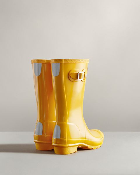 Yellow Hunter Original Gloss Kids' Rain Boots | NZ-76021