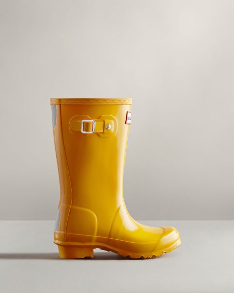 Yellow Hunter Original Gloss Kids\' Rain Boots | NZ-76021