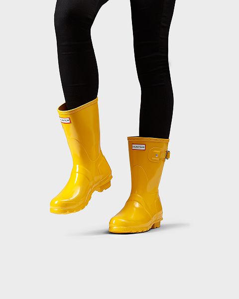 Yellow Hunter Original Short Gloss Women's Rain Boots | NZ-23701