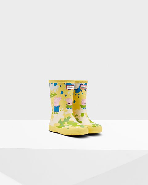 Yellow / Multi Hunter First Peppa Pig Muddy Puddles Kids' Rain Boots | NZ-16849